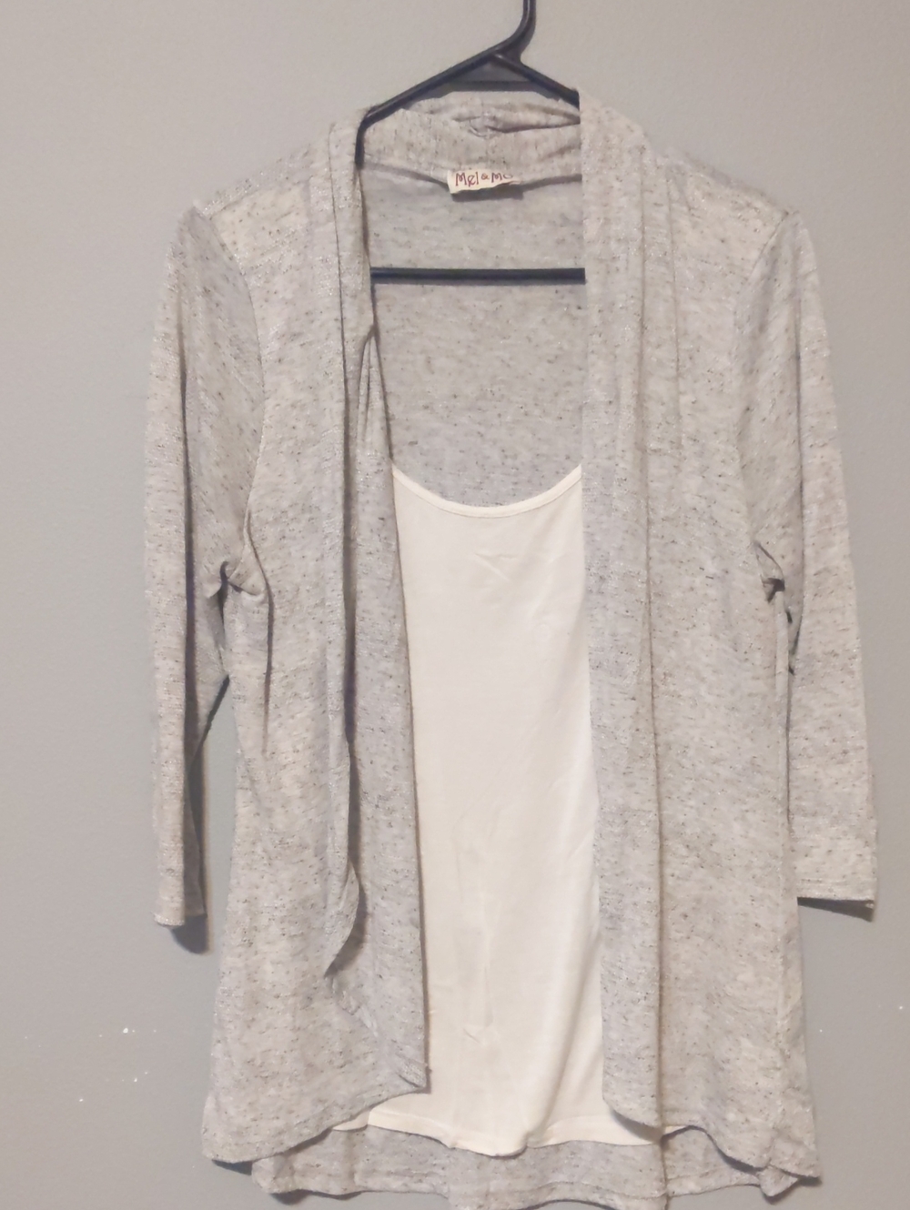 Moa Moa Heather Light Gray Open-Front Cardigan